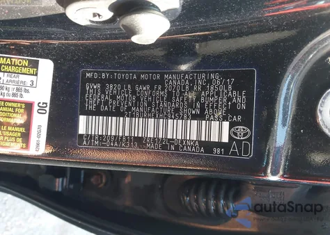 2017 Toyota Corolla Le from USA, damaged, VIN 2T1BURHEXHC945783